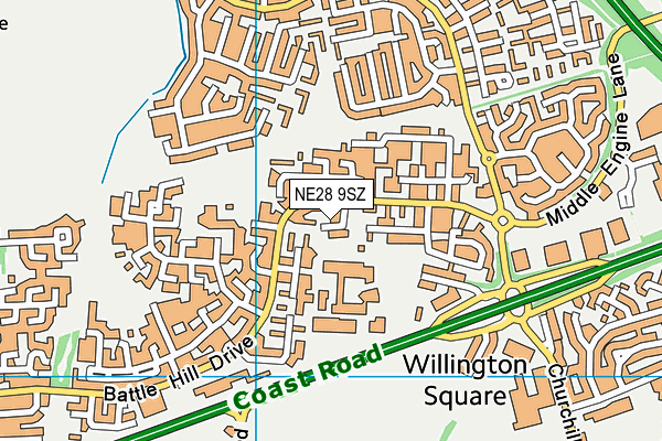 NE28 9SZ map - OS VectorMap District (Ordnance Survey) NE28 9SZ map - OS VectorMap District (Ordnance Survey)
