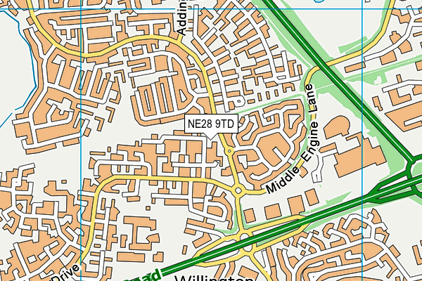 NE28 9TD map - OS VectorMap District (Ordnance Survey) NE28 9TD map - OS VectorMap District (Ordnance Survey)