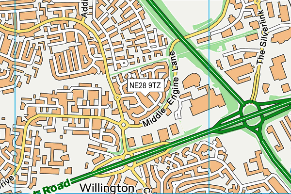 NE28 9TZ map - OS VectorMap District (Ordnance Survey)