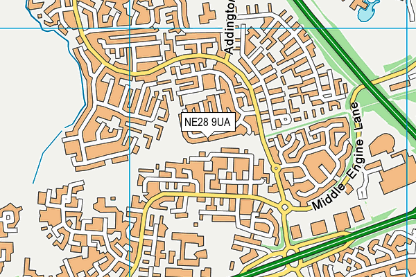 NE28 9UA map - OS VectorMap District (Ordnance Survey)