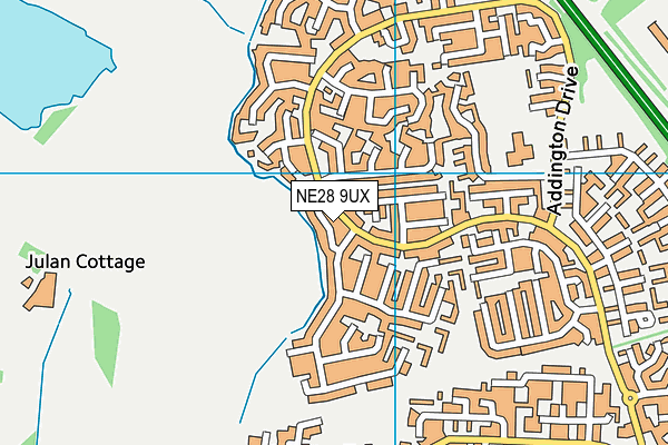 NE28 9UX map - OS VectorMap District (Ordnance Survey)