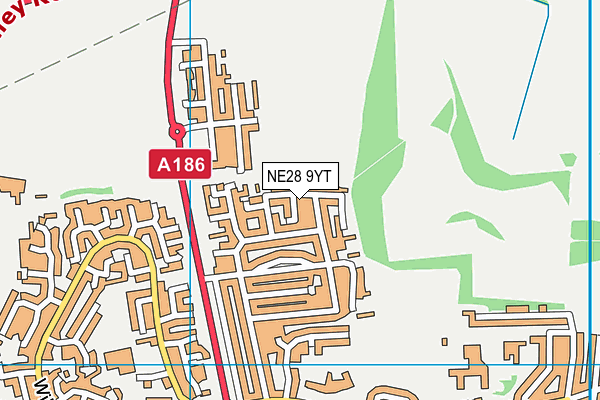 NE28 9YT map - OS VectorMap District (Ordnance Survey)