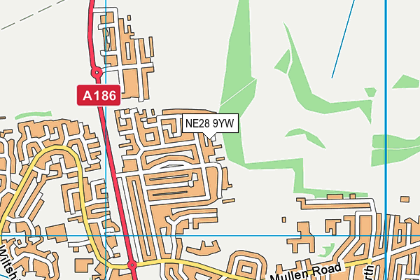 NE28 9YW map - OS VectorMap District (Ordnance Survey)