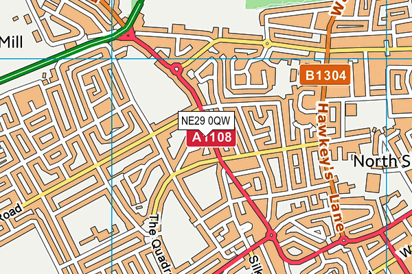 NE29 0QW map - OS VectorMap District (Ordnance Survey) NE29 0QW map - OS VectorMap District (Ordnance Survey)