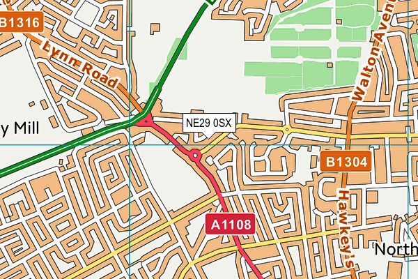NE29 0SX map - OS VectorMap District (Ordnance Survey) NE29 0SX map - OS VectorMap District (Ordnance Survey)