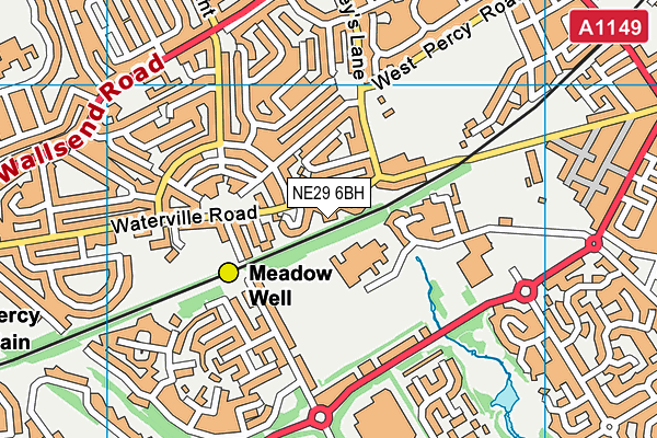 NE29 6BH map - OS VectorMap District (Ordnance Survey) NE29 6BH map - OS VectorMap District (Ordnance Survey)