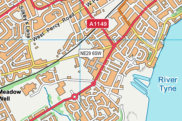 NE29 6SW map - OS VectorMap District (Ordnance Survey) NE29 6SW map - OS VectorMap District (Ordnance Survey)