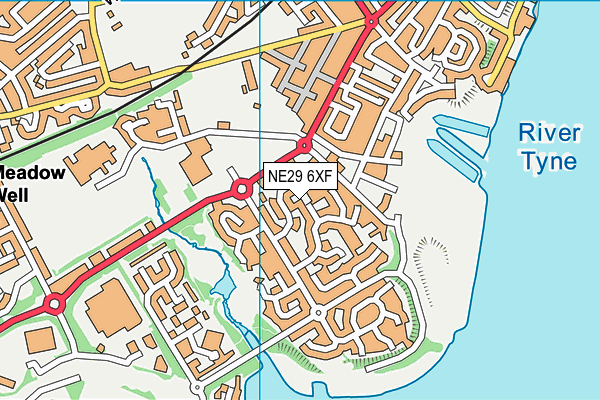 NE29 6XF map - OS VectorMap District (Ordnance Survey)