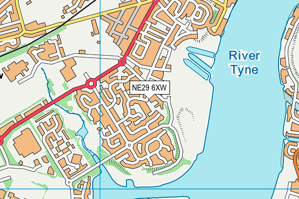 NE29 6XW map - OS VectorMap District (Ordnance Survey)