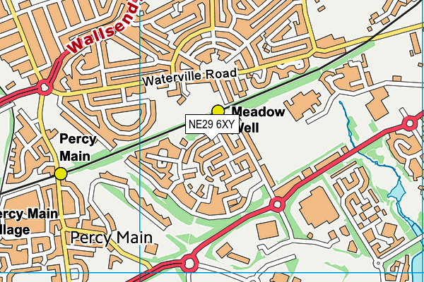 NE29 6XY map - OS VectorMap District (Ordnance Survey)