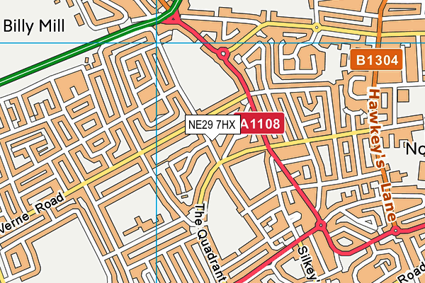 NE29 7HX map - OS VectorMap District (Ordnance Survey) NE29 7HX map - OS VectorMap District (Ordnance Survey)