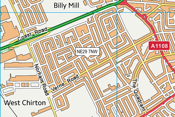 NE29 7NW map - OS VectorMap District (Ordnance Survey) NE29 7NW map - OS VectorMap District (Ordnance Survey)