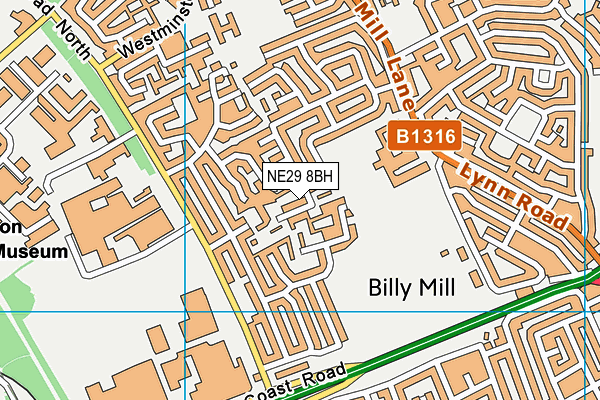 NE29 8BH map - OS VectorMap District (Ordnance Survey) NE29 8BH map - OS VectorMap District (Ordnance Survey)