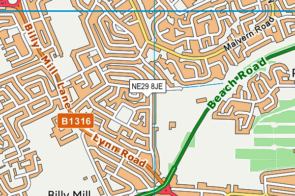NE29 8JE map - OS VectorMap District (Ordnance Survey)