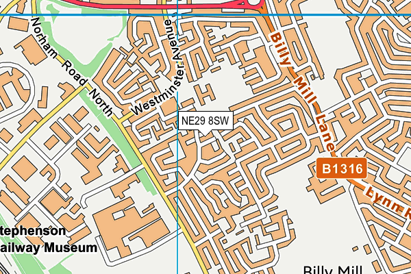 NE29 8SW map - OS VectorMap District (Ordnance Survey)