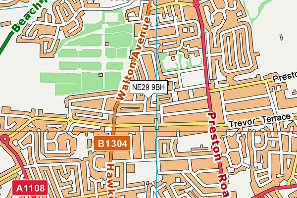 NE29 9BH map - OS VectorMap District (Ordnance Survey) NE29 9BH map - OS VectorMap District (Ordnance Survey)