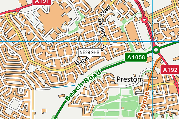 NE29 9HB map - OS VectorMap District (Ordnance Survey) NE29 9HB map - OS VectorMap District (Ordnance Survey)