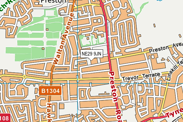 NE29 9JN map - OS VectorMap District (Ordnance Survey)