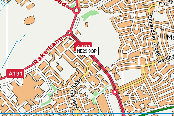 NE29 9QP map - OS VectorMap District (Ordnance Survey) NE29 9QP map - OS VectorMap District (Ordnance Survey)