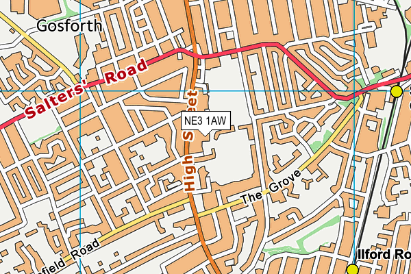 NE3 1AW map - OS VectorMap District (Ordnance Survey) NE3 1AW map - OS VectorMap District (Ordnance Survey)