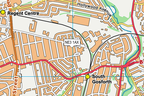 NE3 1AX map - OS VectorMap District (Ordnance Survey) NE3 1AX map - OS VectorMap District (Ordnance Survey)