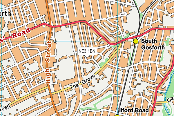 NE3 1BN map - OS VectorMap District (Ordnance Survey) NE3 1BN map - OS VectorMap District (Ordnance Survey)