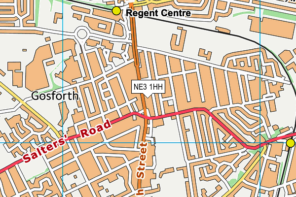 NE3 1HH map - OS VectorMap District (Ordnance Survey)