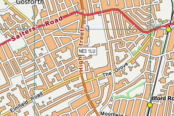 NE3 1LU map - OS VectorMap District (Ordnance Survey)