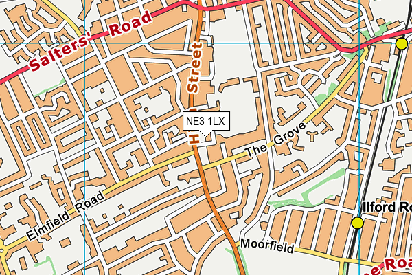 NE3 1LX map - OS VectorMap District (Ordnance Survey) NE3 1LX map - OS VectorMap District (Ordnance Survey)