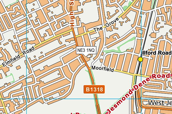 NE3 1NQ map - OS VectorMap District (Ordnance Survey)
