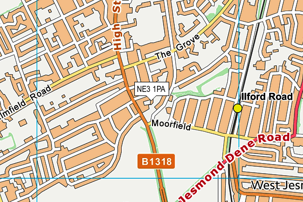 NE3 1PA map - OS VectorMap District (Ordnance Survey) NE3 1PA map - OS VectorMap District (Ordnance Survey)
