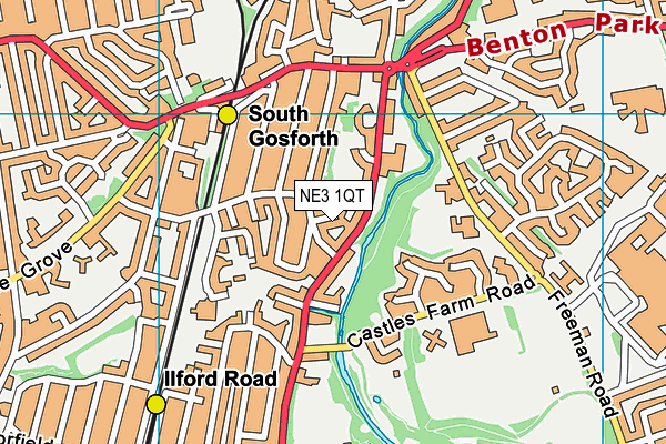 NE3 1QT map - OS VectorMap District (Ordnance Survey) NE3 1QT map - OS VectorMap District (Ordnance Survey)