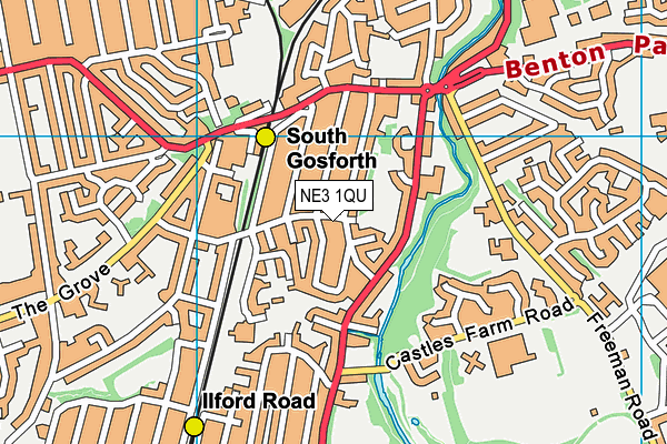 NE3 1QU map - OS VectorMap District (Ordnance Survey) NE3 1QU map - OS VectorMap District (Ordnance Survey)