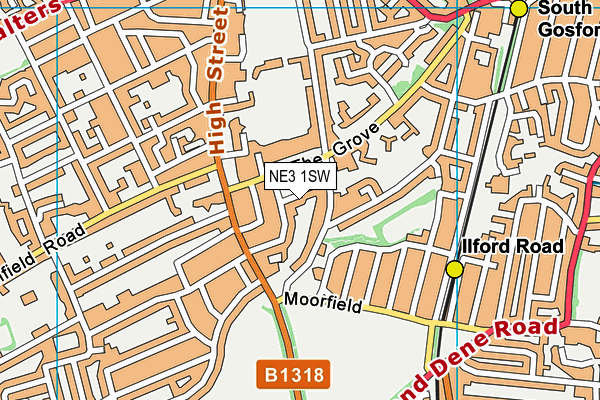 NE3 1SW map - OS VectorMap District (Ordnance Survey) NE3 1SW map - OS VectorMap District (Ordnance Survey)