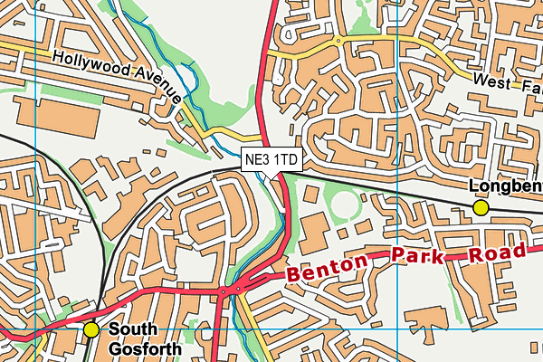 NE3 1TD map - OS VectorMap District (Ordnance Survey) NE3 1TD map - OS VectorMap District (Ordnance Survey)