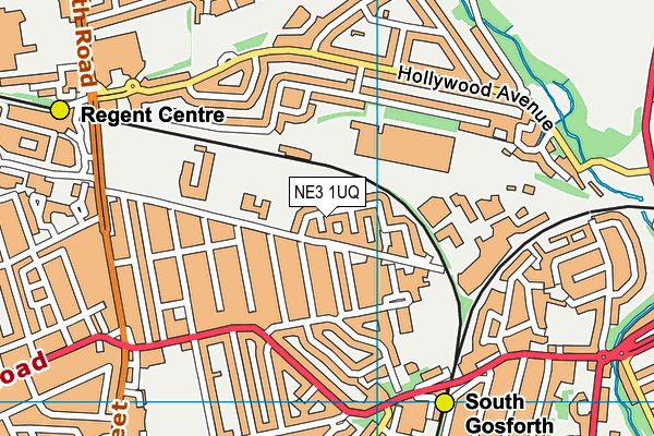 NE3 1UQ map - OS VectorMap District (Ordnance Survey)