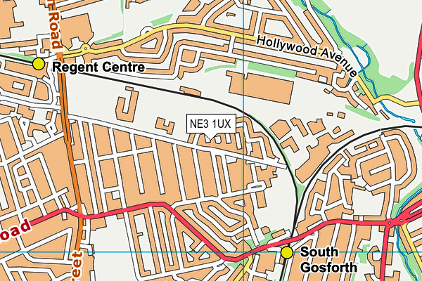 NE3 1UX map - OS VectorMap District (Ordnance Survey) NE3 1UX map - OS VectorMap District (Ordnance Survey)