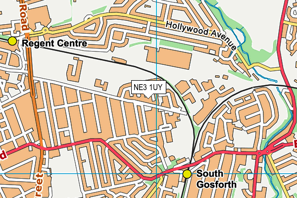 NE3 1UY map - OS VectorMap District (Ordnance Survey)