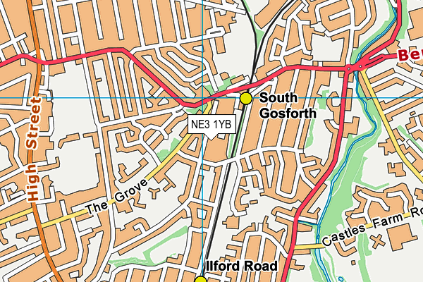 NE3 1YB map - OS VectorMap District (Ordnance Survey) NE3 1YB map - OS VectorMap District (Ordnance Survey)
