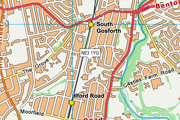 NE3 1YG map - OS VectorMap District (Ordnance Survey) NE3 1YG map - OS VectorMap District (Ordnance Survey)