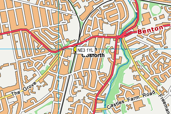 NE3 1YL map - OS VectorMap District (Ordnance Survey) NE3 1YL map - OS VectorMap District (Ordnance Survey)