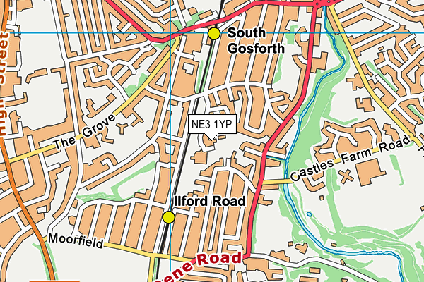 NE3 1YP map - OS VectorMap District (Ordnance Survey) NE3 1YP map - OS VectorMap District (Ordnance Survey)