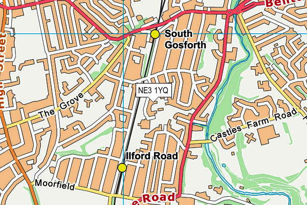 NE3 1YQ map - OS VectorMap District (Ordnance Survey) NE3 1YQ map - OS VectorMap District (Ordnance Survey)