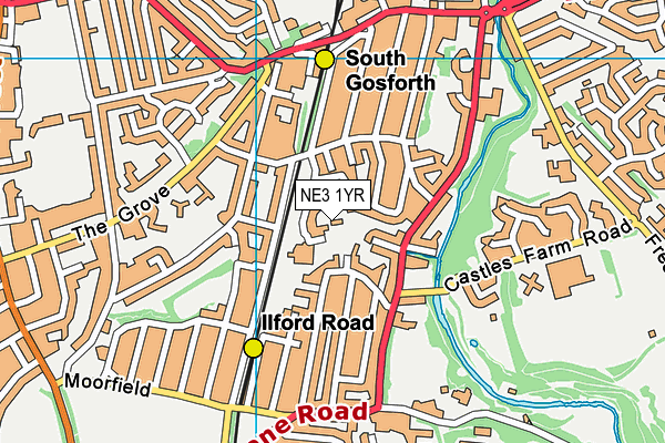 NE3 1YR map - OS VectorMap District (Ordnance Survey) NE3 1YR map - OS VectorMap District (Ordnance Survey)
