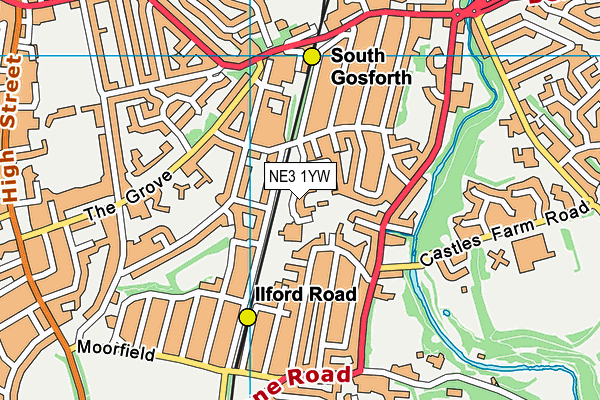 NE3 1YW map - OS VectorMap District (Ordnance Survey) NE3 1YW map - OS VectorMap District (Ordnance Survey)