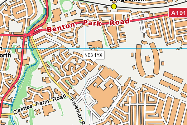 NE3 1YX map - OS VectorMap District (Ordnance Survey) NE3 1YX map - OS VectorMap District (Ordnance Survey)