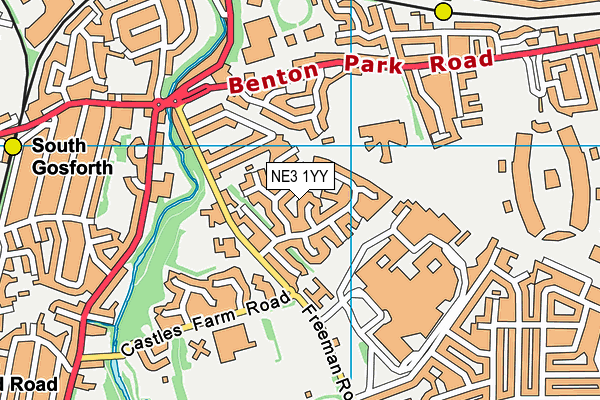 NE3 1YY map - OS VectorMap District (Ordnance Survey) NE3 1YY map - OS VectorMap District (Ordnance Survey)