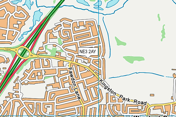 NE3 2AY map - OS VectorMap District (Ordnance Survey) NE3 2AY map - OS VectorMap District (Ordnance Survey)