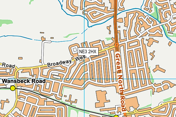 NE3 2HX map - OS VectorMap District (Ordnance Survey) NE3 2HX map - OS VectorMap District (Ordnance Survey)