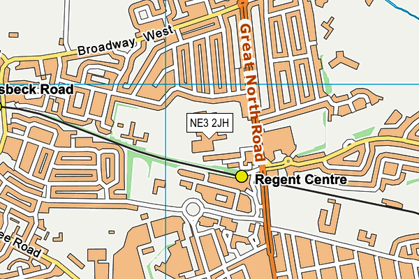 NE3 2JH map - OS VectorMap District (Ordnance Survey) NE3 2JH map - OS VectorMap District (Ordnance Survey)